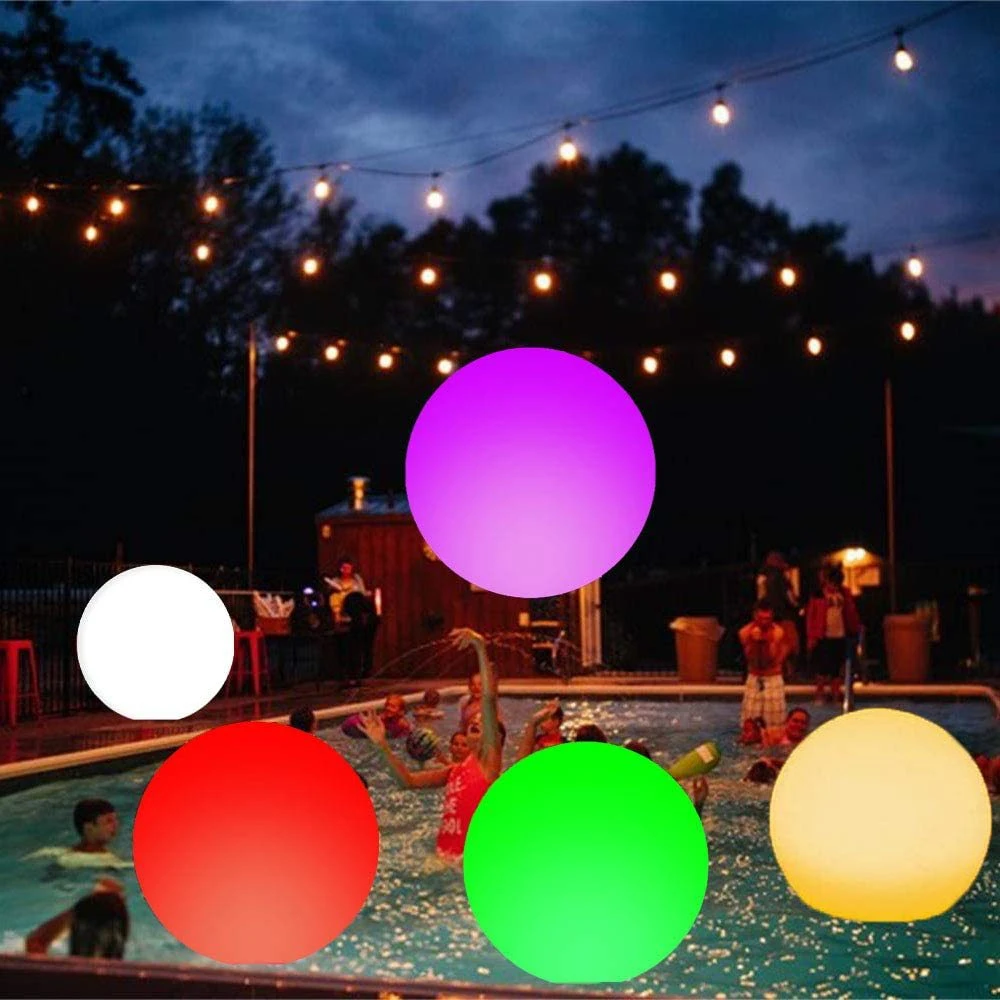 Summer PVC Waterproof Inflatable LED Glowing Beach Ball Toys for Swimming Pool